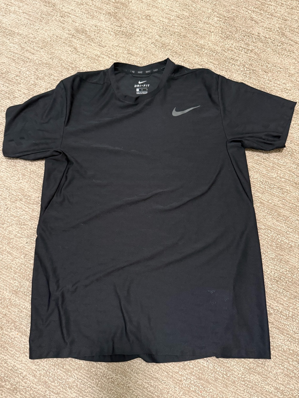 Nike Men’s Black Short Sleeve Dri-FIT Tee with Gray Swoosh